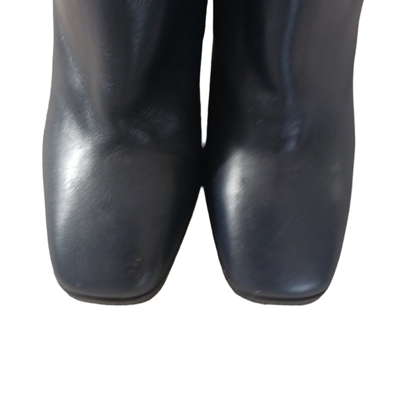 Cole Haan Blue Leather Meryl Ankle Boots Booties Flared Block Heels size 6.5 - Picture 3 of 10